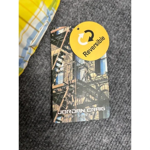VTG Y2K Jordan Craig Yellow Plaid Reversible Puffer Vest Hooded Size 3XL NEW - Picture 13 of 13